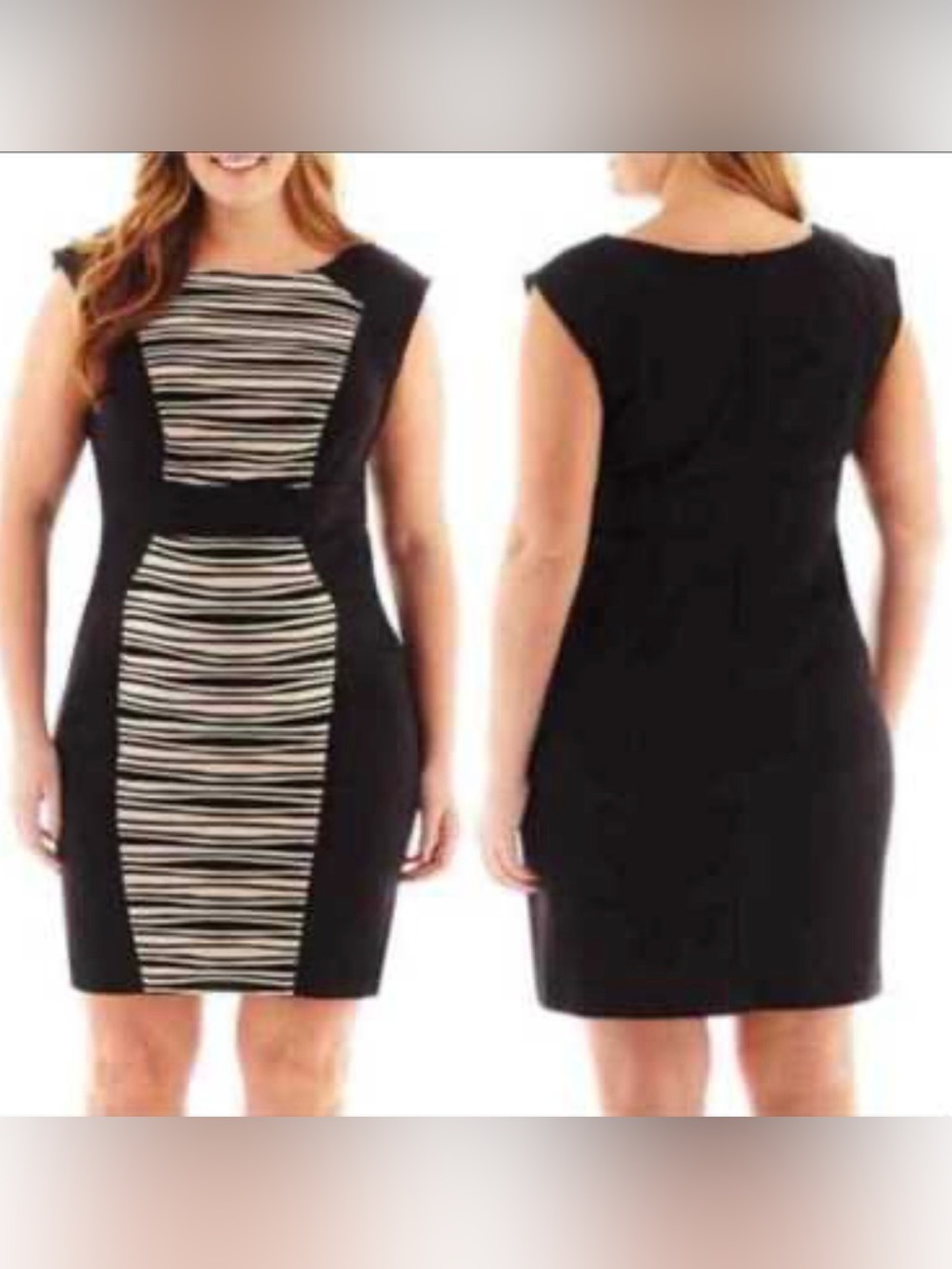 Studio One New York Optical Illusion Color-block Tailored Sheath Dress